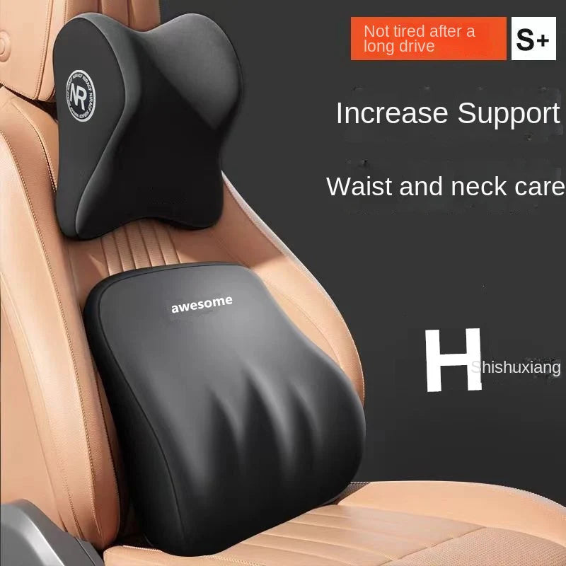 Memory foam car neck support and lumbar cushions