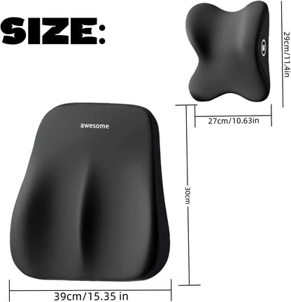 Memory foam car neck support and lumbar cushions