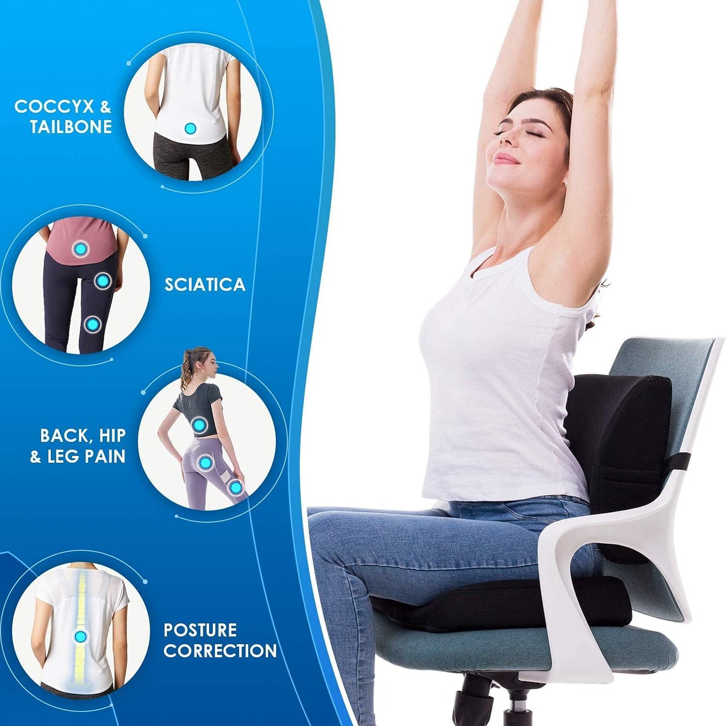 l'ensemble coussin d'assise et support lombaire ergonomique